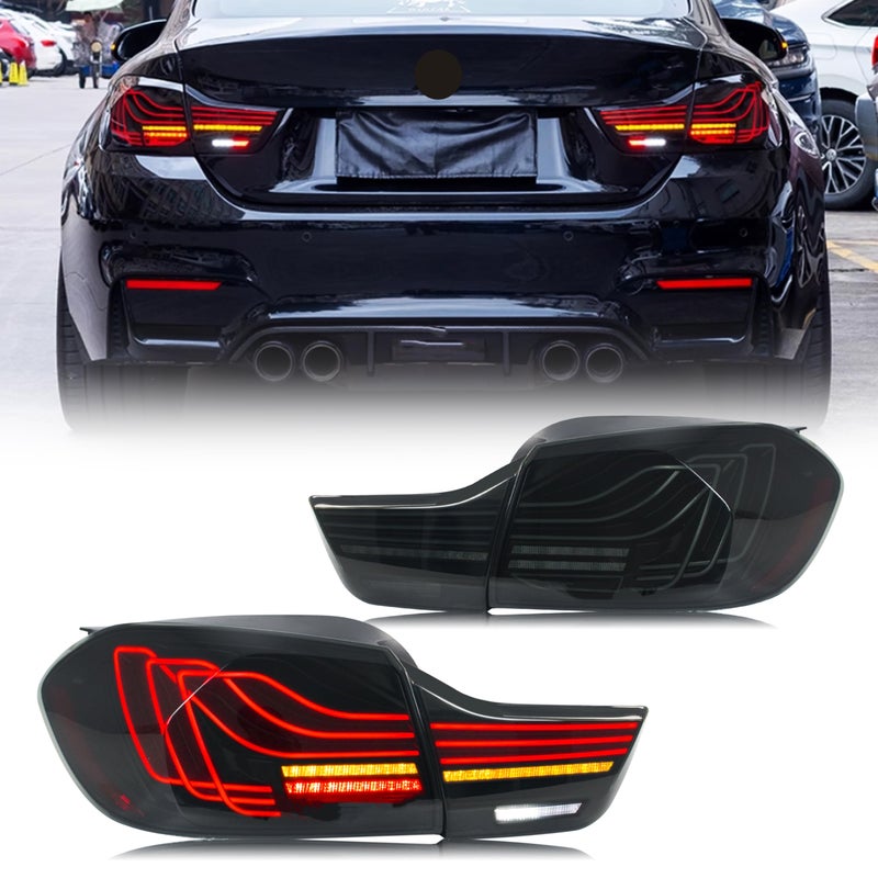LED Tail Lights Assembly Compatible with BMW 4Series 20142017 20182020 F32 F33 F36 F82 F83 Startup Animation Sequential Turn Signal Black Rear Lamps Accessory